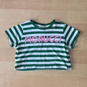 FIORUCCI striped logo printed cropped T-shirt -XS